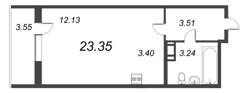 Квартира-студия, 23.35 м² - планировка, фото №1