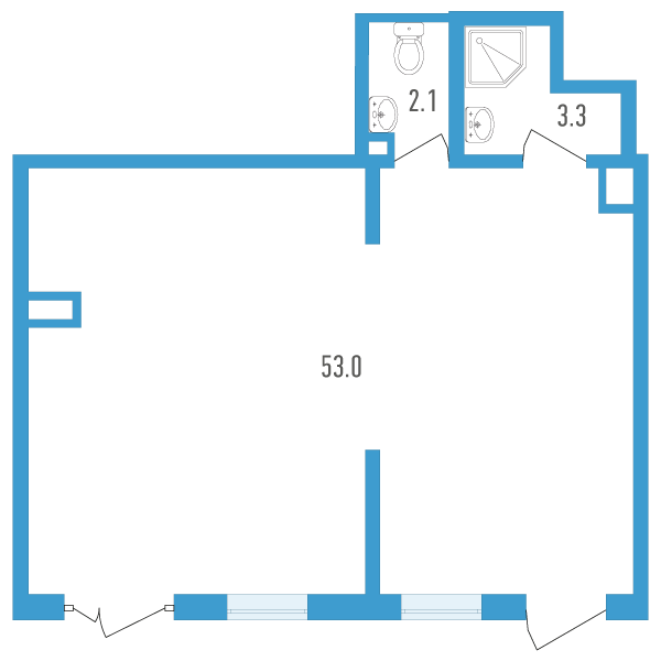 Помещение, 58.4 м² - планировка, фото №1