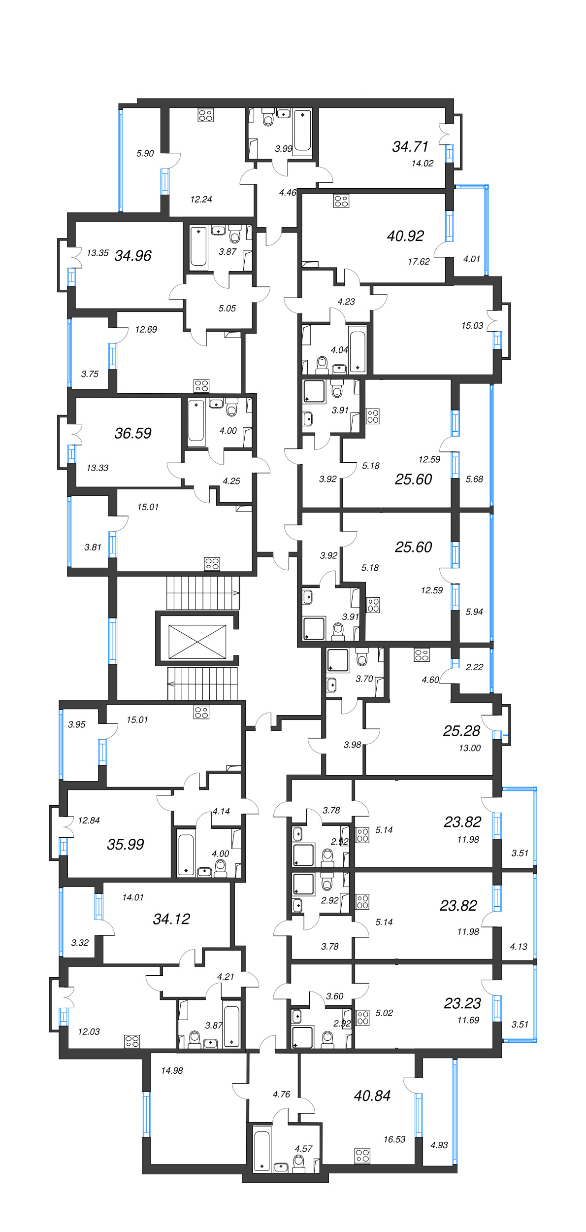 Квартира-студия, 23.82 м² в ЖК "Любоград" - планировка этажа