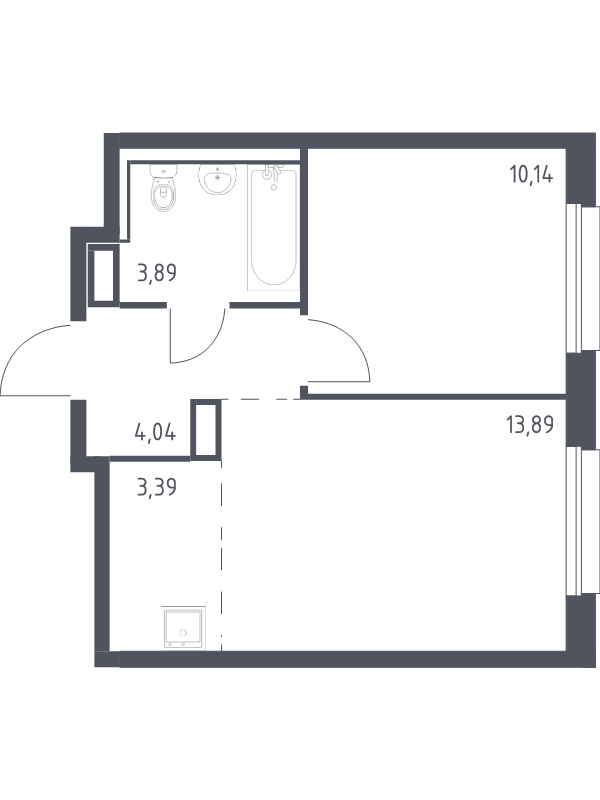 2-комнатная (Евро) квартира, 35.35 м² в ЖК "Новые Лаврики" - планировка, фото №1