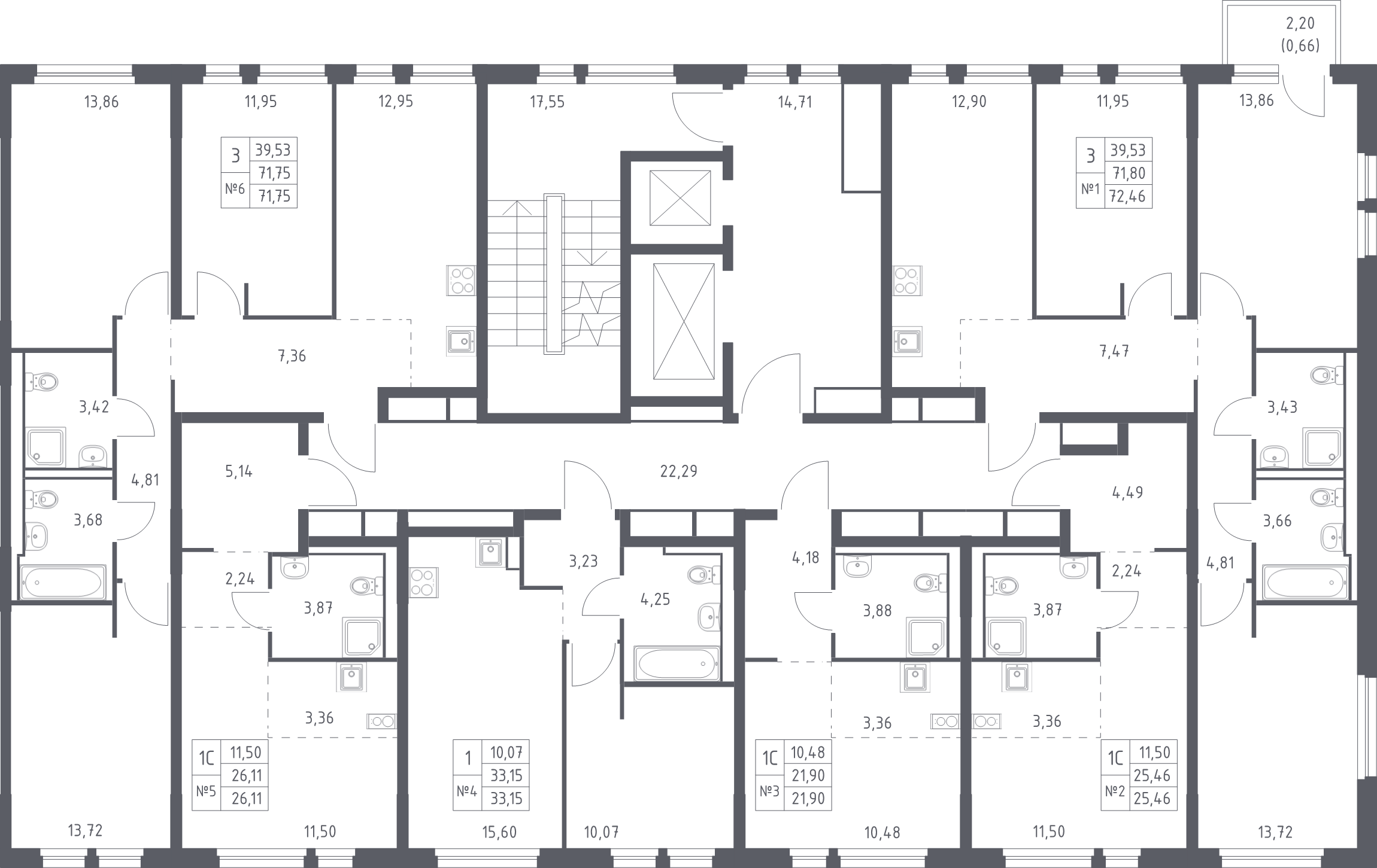 Квартира-студия, 21.9 м² в ЖК "Невская Долина" - планировка этажа