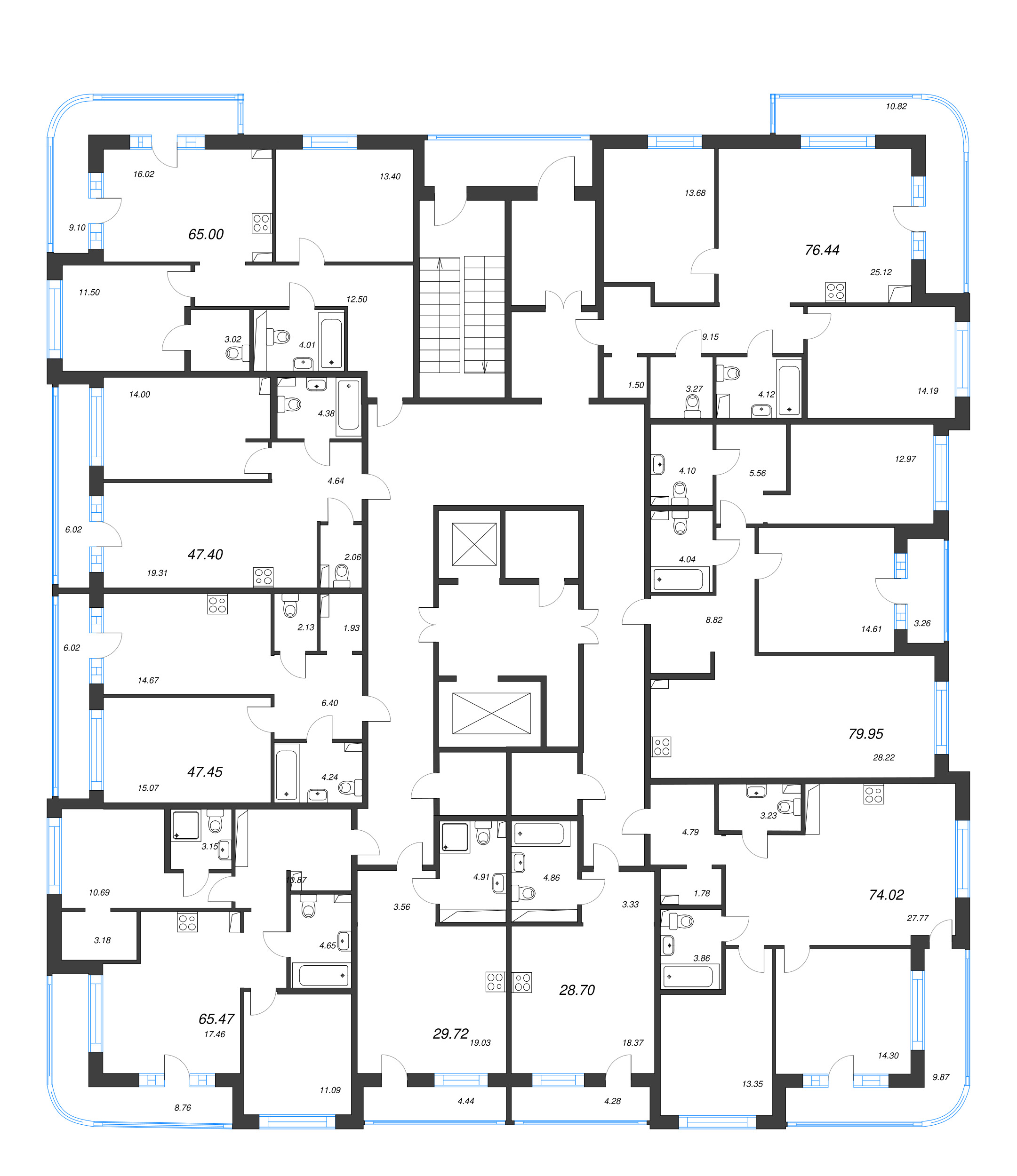 Квартира-студия, 28.7 м² в ЖК "Энфилд" - планировка этажа