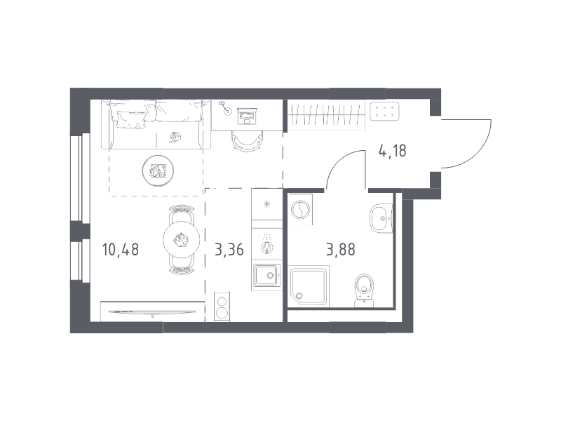 Квартира-студия, 21.9 м² в ЖК "Невская Долина" - планировка, фото №1