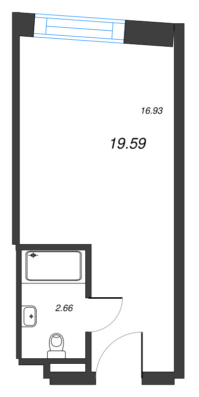 Квартира-студия, 19.59 м² в ЖК "ЙЕС Лидер" - планировка, фото №1