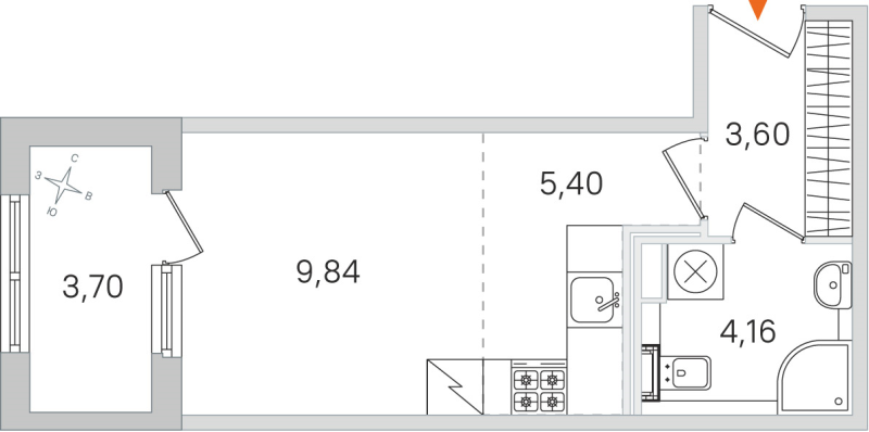 Квартира-студия, 23 м² в ЖК "Дубровский" - планировка, фото №1
