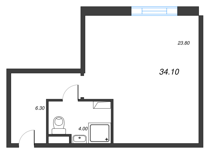 Квартира-студия, 34.1 м² в ЖК "VIDI" - планировка, фото №1