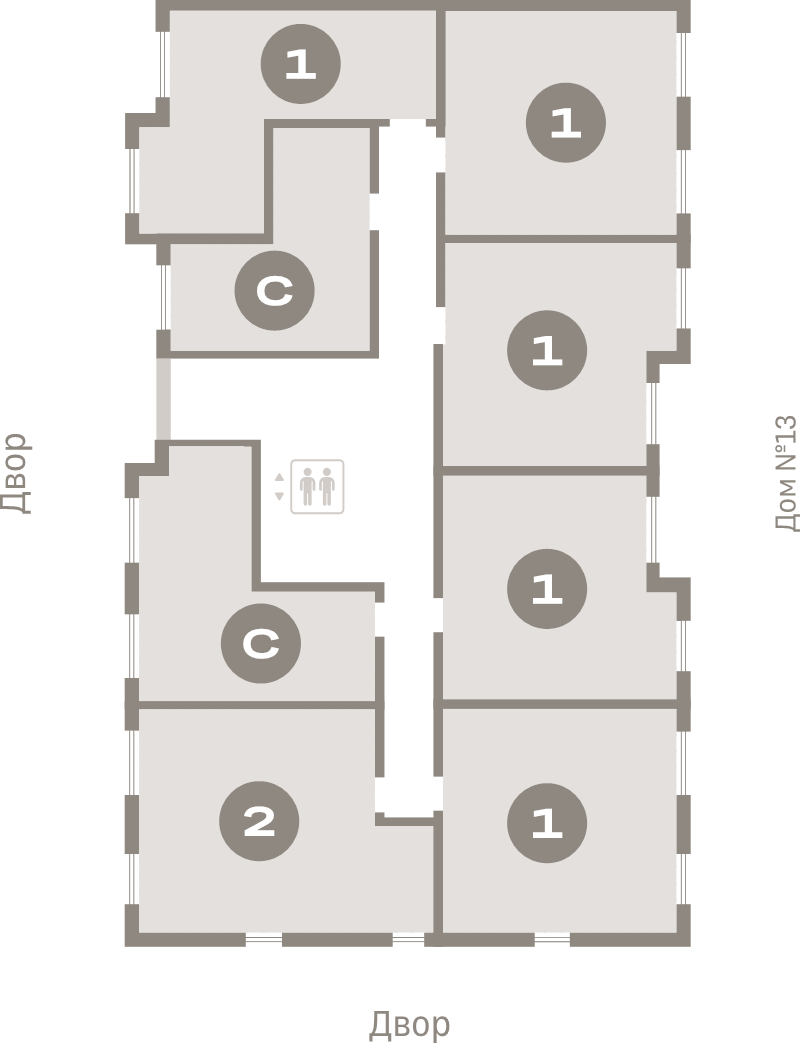 2-комнатная (Евро) квартира, 35.8 м² в ЖК "Брусника в Новоселье" - планировка этажа
