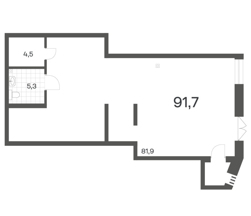 Помещение, 91.65 м² в ЖК "Новый Питер" - планировка, фото №1