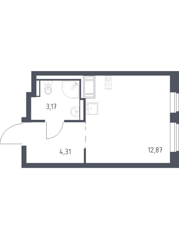 Квартира-студия, 20.35 м² - планировка, фото №1