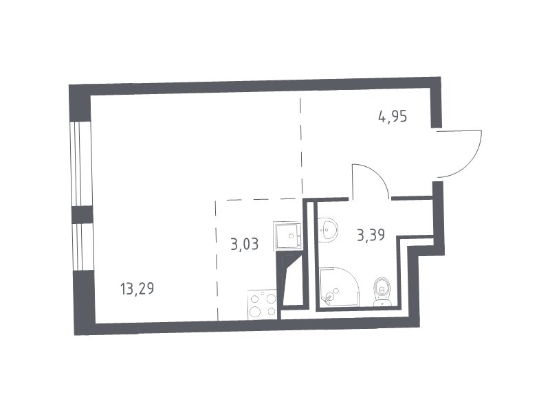 Квартира-студия, 24.66 м² в ЖК "Квартал Лаголово" - планировка, фото №1