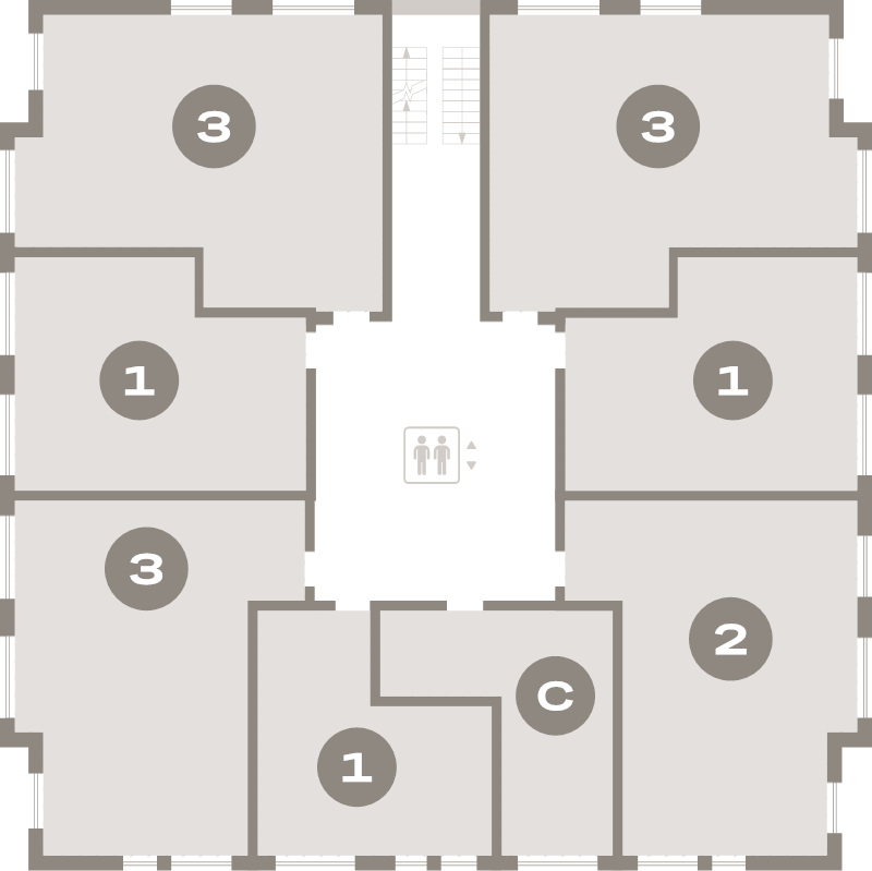 3-комнатная (Евро) квартира, 63.2 м² - планировка этажа