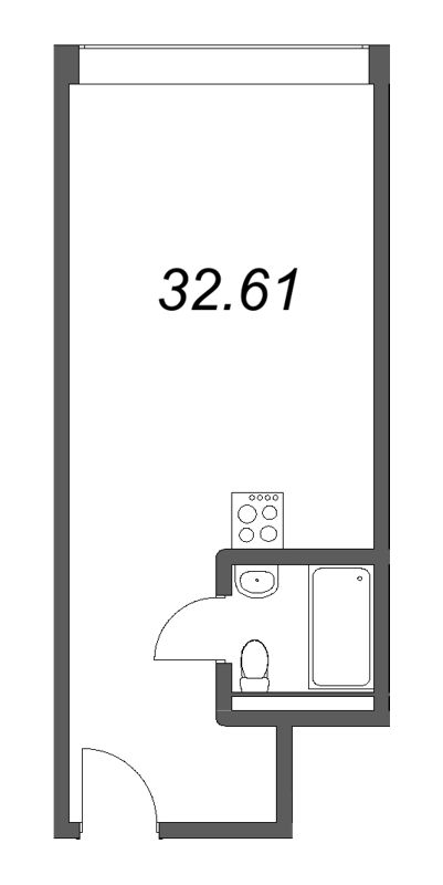 Квартира-студия, 32.61 м² в ЖК "Well Московский" - планировка, фото №1