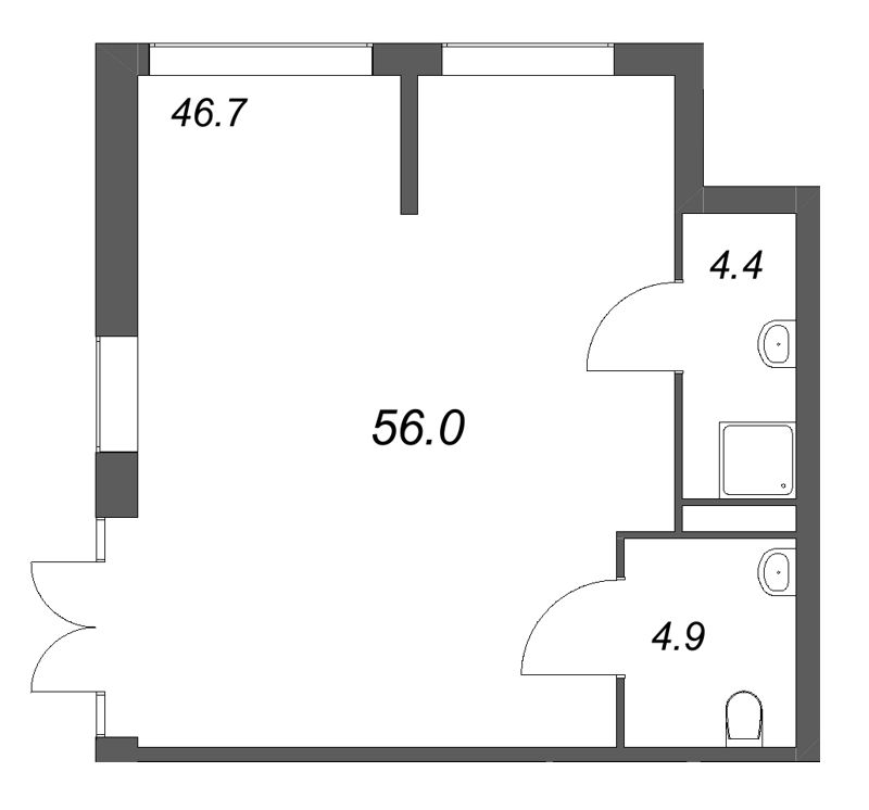 Помещение, 56 м² - планировка, фото №1