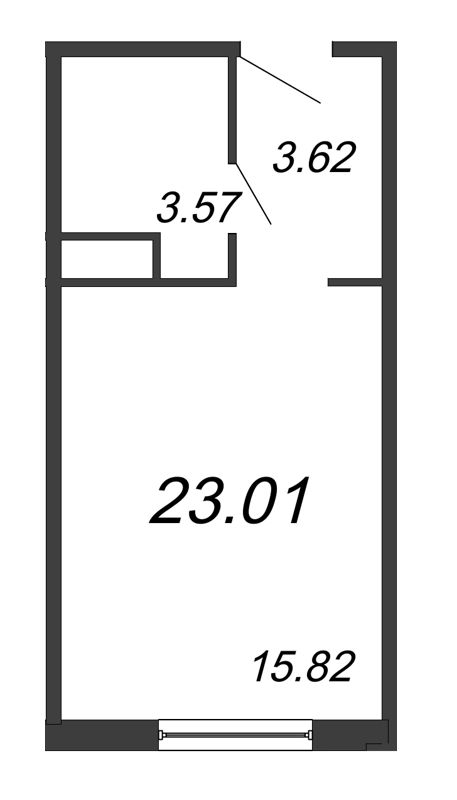 Квартира-студия, 23.01 м² в ЖК "ПРО'МОЛОDОСТЬ" - планировка, фото №1