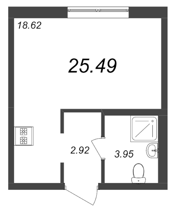 Квартира-студия, 25.49 м² в ЖК "Новые горизонты" - планировка, фото №1