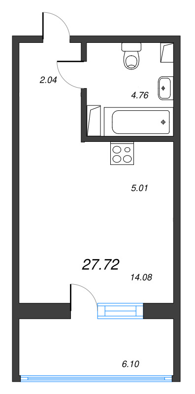 Квартира-студия, 27.72 м² в ЖК "IQ Гатчина" - планировка, фото №1