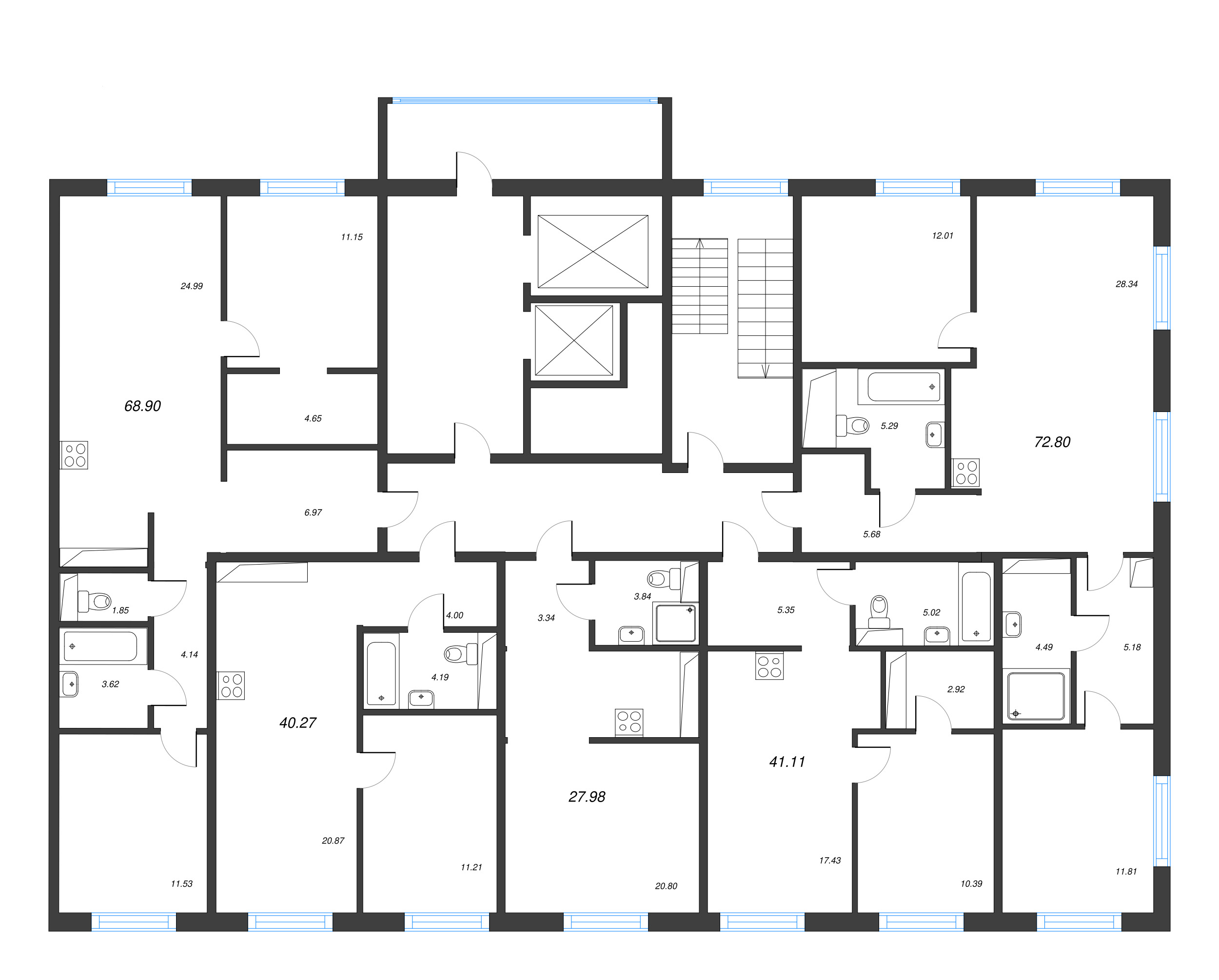 Квартира-студия, 27.98 м² в ЖК "Legenda Васильевского" - планировка этажа