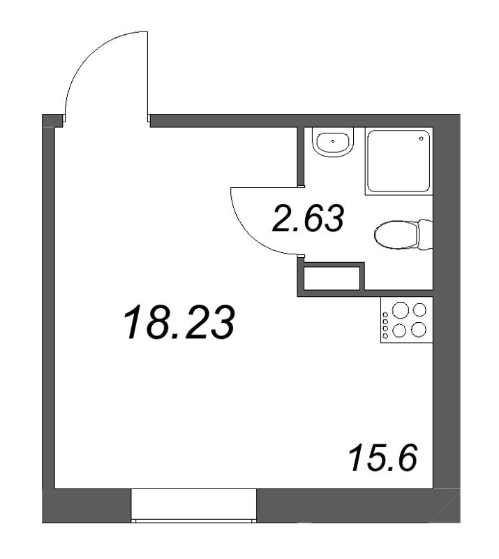 Квартира-студия, 18.23 м² - планировка, фото №1