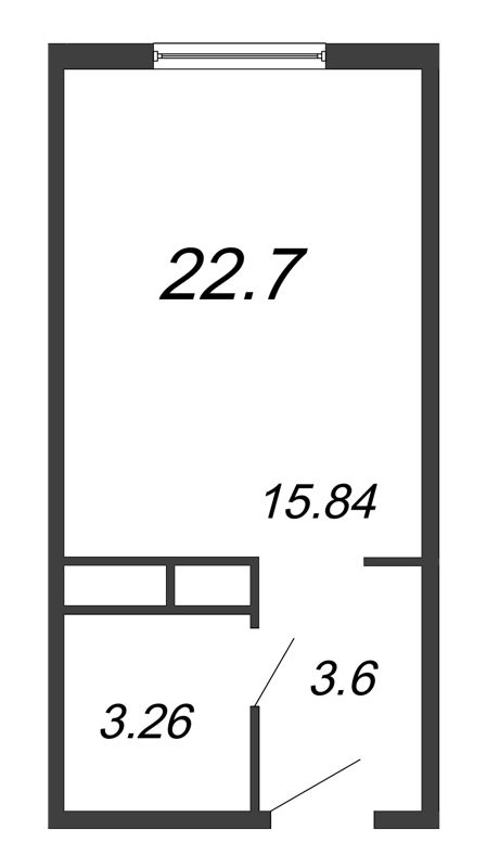 Квартира-студия, 22.7 м² - планировка, фото №1