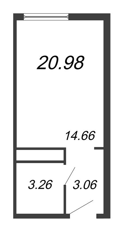 Квартира-студия, 20.98 м² - планировка, фото №1