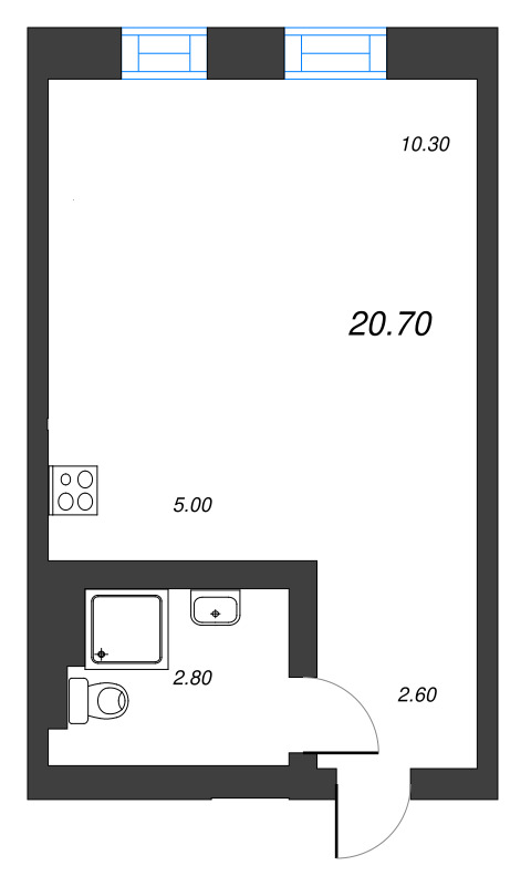 Квартира-студия, 20.7 м² в ЖК "ЭКО Квартал NEGA" - планировка, фото №1