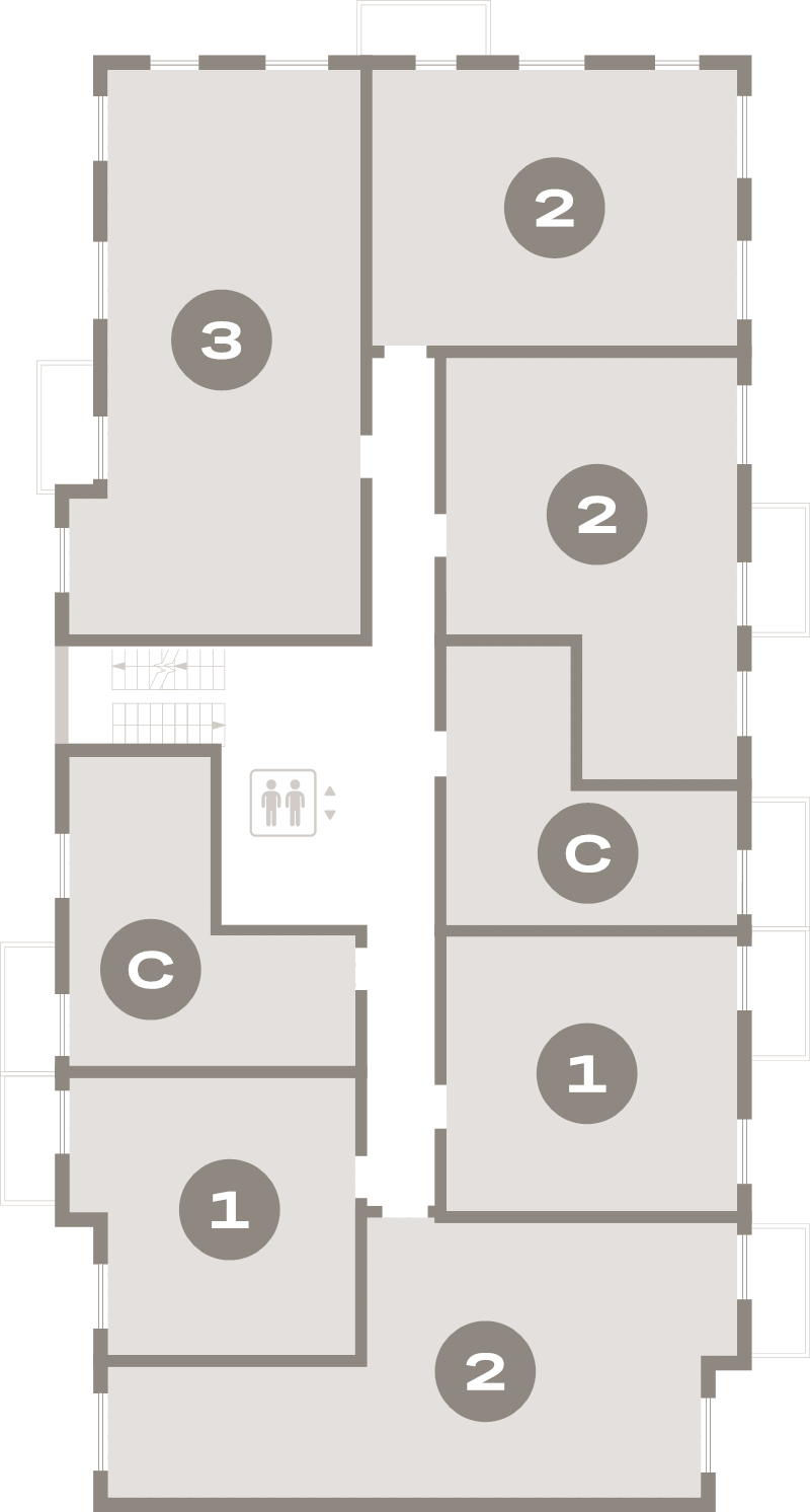 2-комнатная (Евро) квартира, 44.1 м² в ЖК "Брусника в Новоселье" - планировка этажа