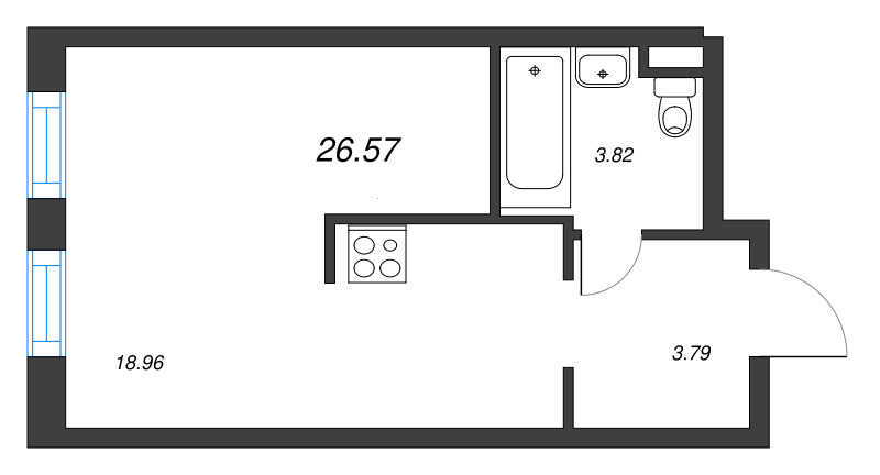 Квартира-студия, 26.57 м² в ЖК "Zoom на Неве" - планировка, фото №1