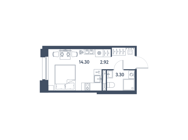 Квартира-студия, 20.52 м² - планировка, фото №1