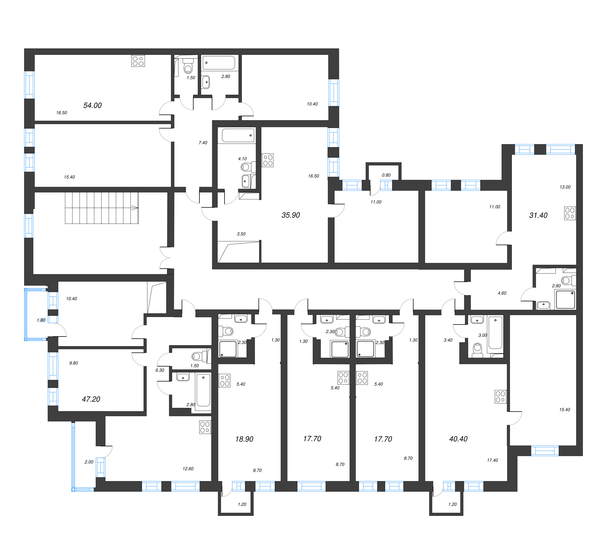 Квартира-студия, 17.7 м² в ЖК "Эко Квартал Нега" - планировка этажа