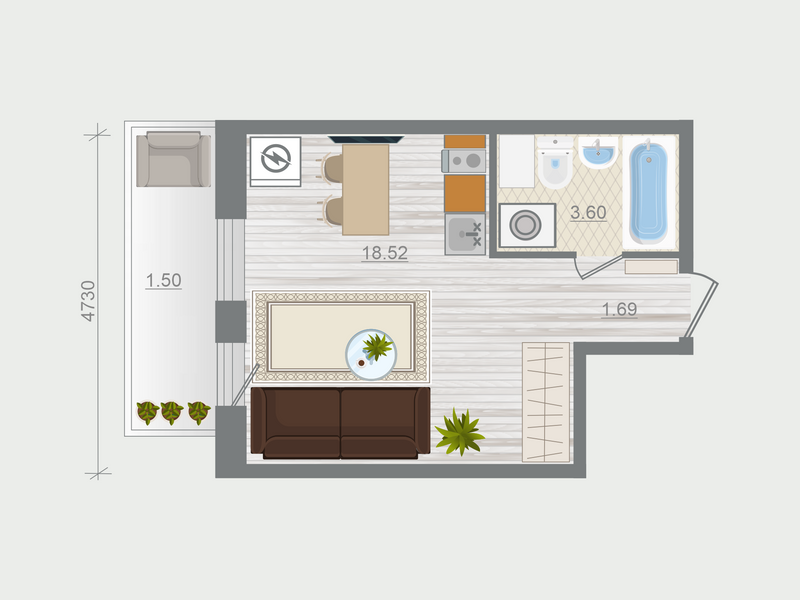 Квартира-студия, 25.31 м² в ЖК "Эко Квартал Гармония" - планировка, фото №1