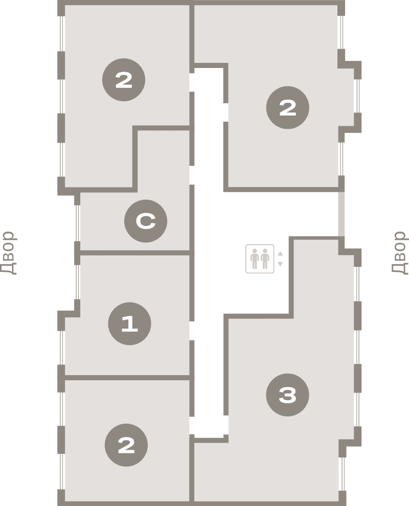 3-комнатная (Евро) квартира, 55.1 м² в ЖК "Брусника в Новоселье" - планировка этажа