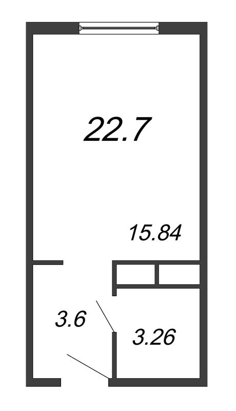 Квартира-студия, 22.7 м² - планировка, фото №1