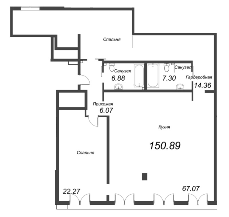 Квартира-студия, 158.17 м² в ЖК "АСТРУМ" - планировка, фото №1