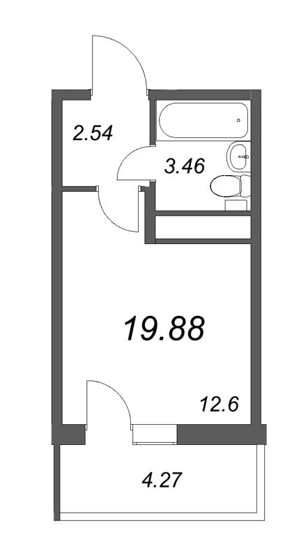 Квартира-студия, 19.88 м² в ЖК "AEROCITY Club" - планировка, фото №1