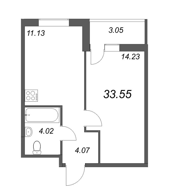 1-комнатная квартира, 37.82 м² в ЖК "Новые горизонты" - планировка, фото №1