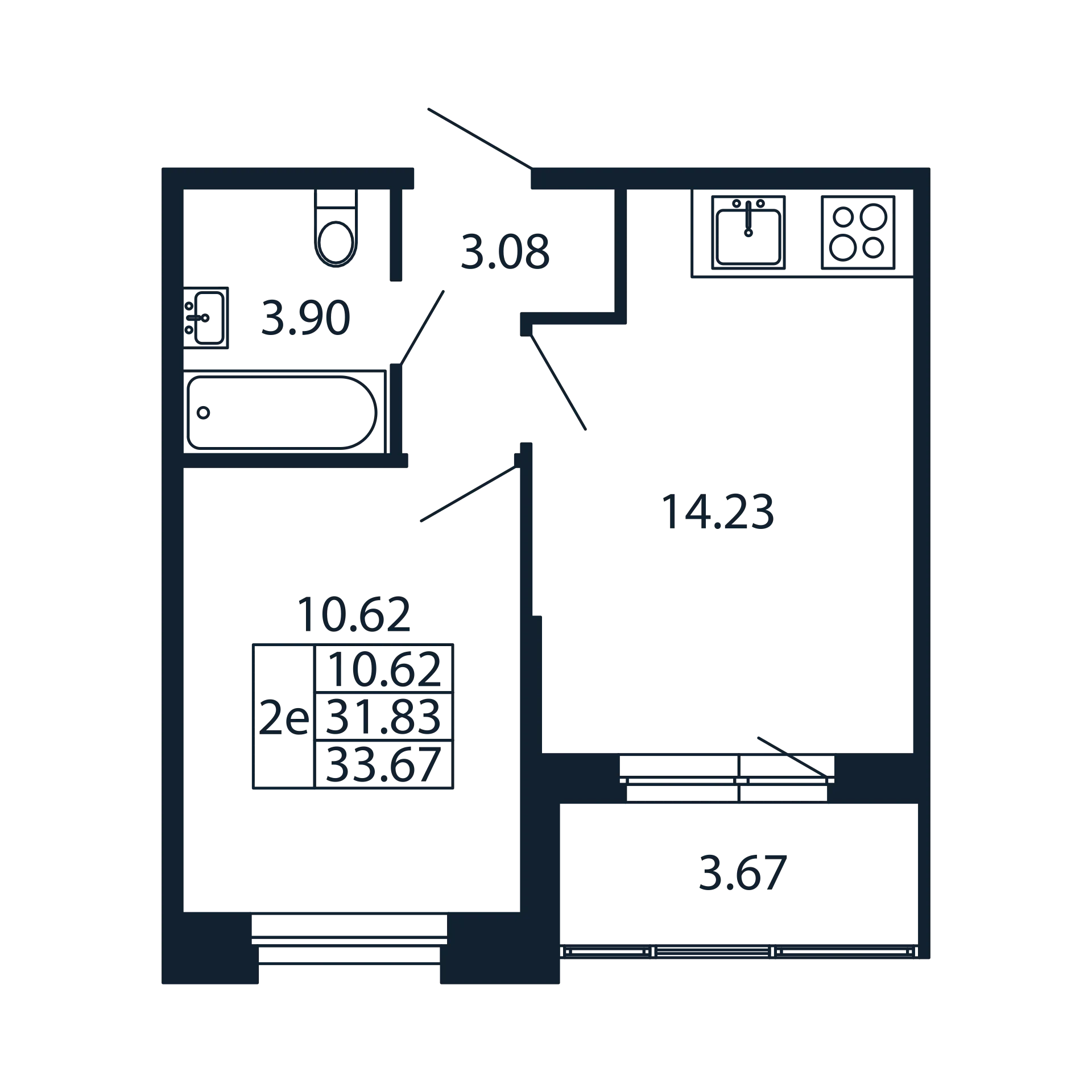 1-комнатная квартира, 31.83 м² в ЖК "Полис Новоселье" - планировка, фото №1