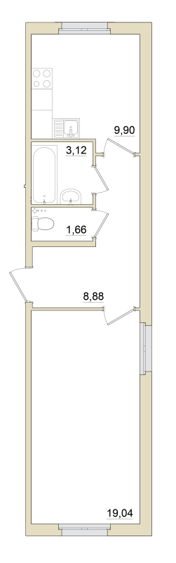 1-комнатная квартира, 43.2 м² в ЖК "Granholm Village" - планировка, фото №1