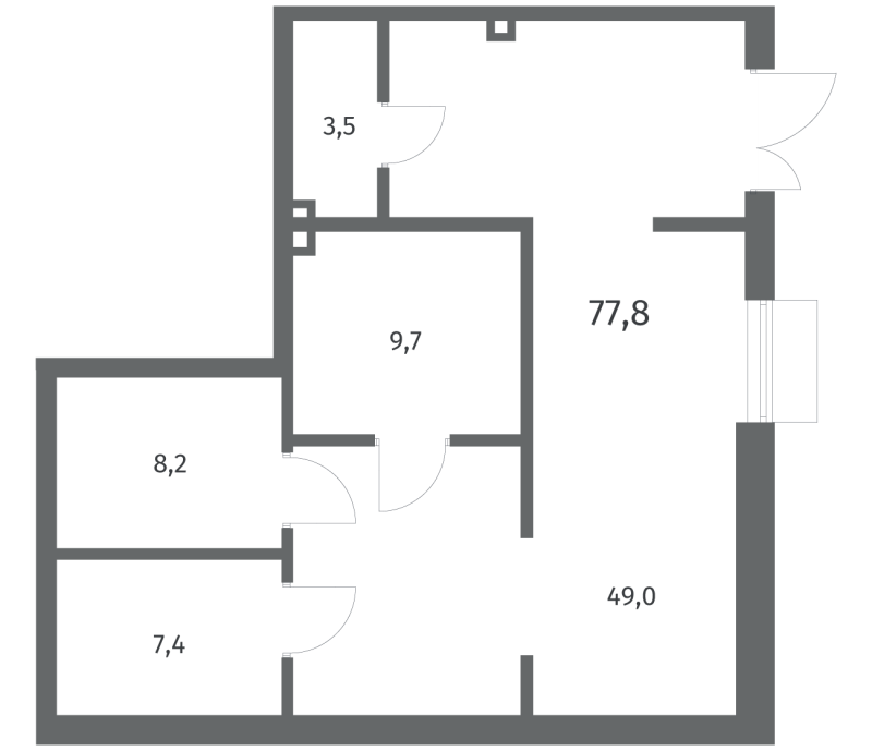 Помещение, 77.8 м² - планировка, фото №1