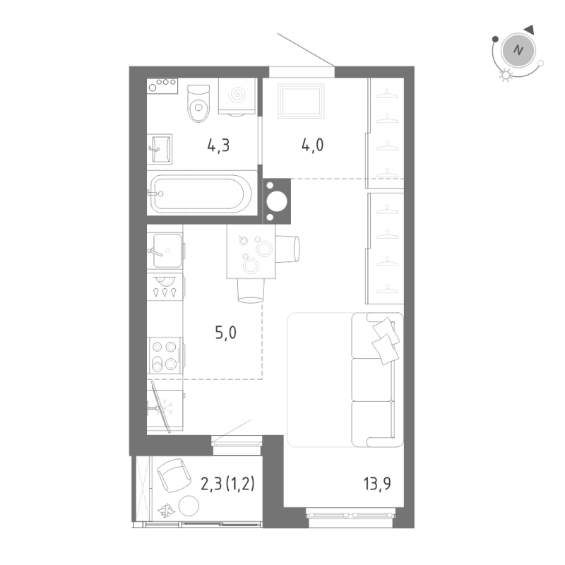Квартира-студия, 28.5 м² в ЖК "Клюква.Парк" - планировка, фото №1