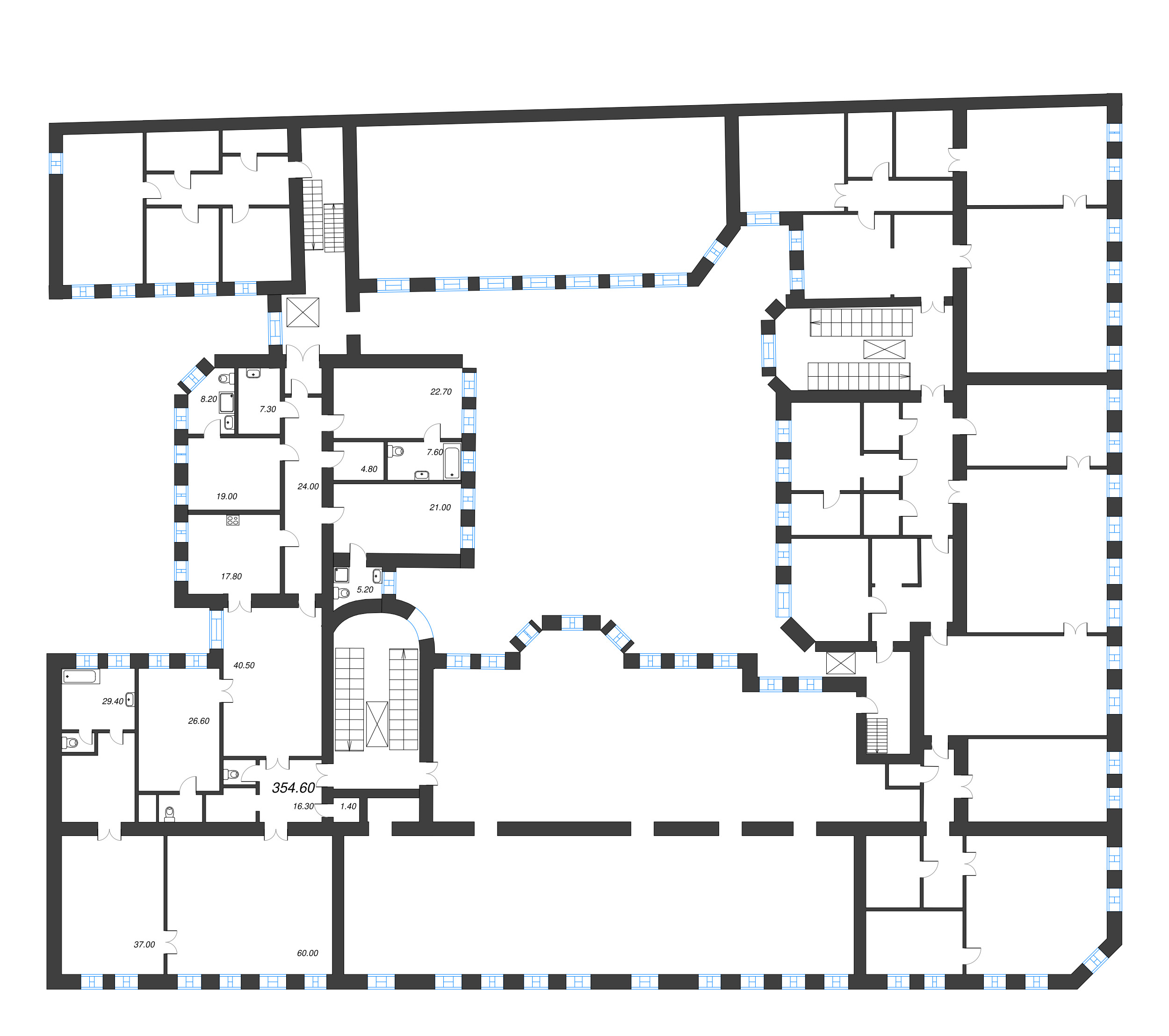 7-комнатная квартира, 341.63 м² в ЖК "Три Грации" - планировка этажа