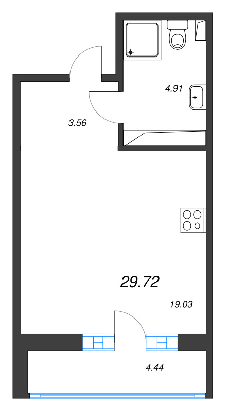 Квартира-студия, 29.72 м² в ЖК "Энфилд" - планировка, фото №1