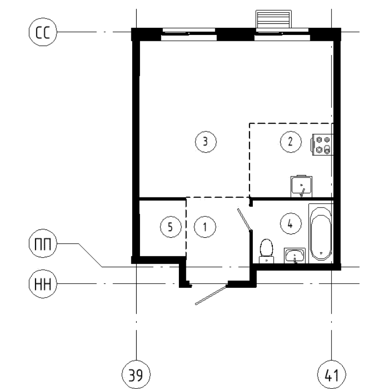 Квартира-студия, 35 м² в ЖК "Ягодное Река Парк" - планировка, фото №1