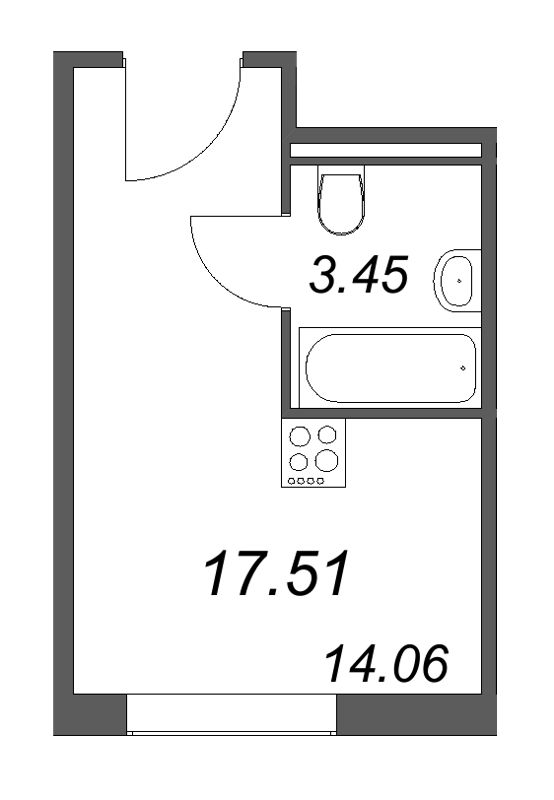 Квартира-студия, 17.51 м² в ЖК "Арт Плаза" - планировка, фото №1