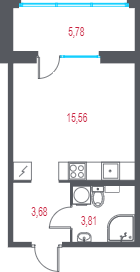 Квартира-студия, 24.78 м² в ЖК "Город-спутник Южный" - планировка, фото №1