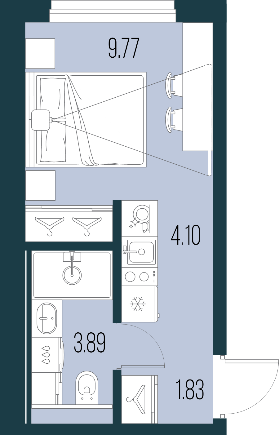 Квартира-студия, 19.59 м² в ЖК "Новая Земля" - планировка, фото №1