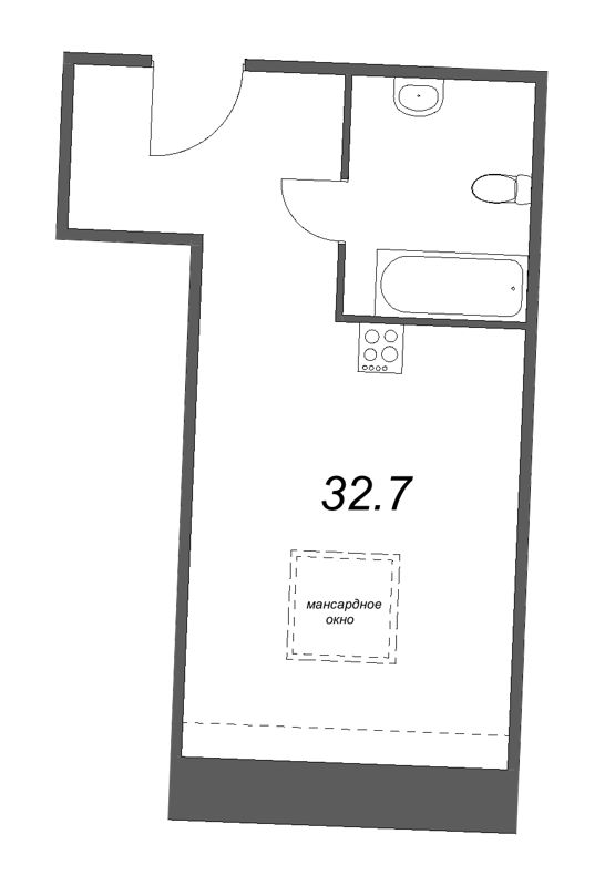 Квартира-студия, 32.7 м² - планировка, фото №1