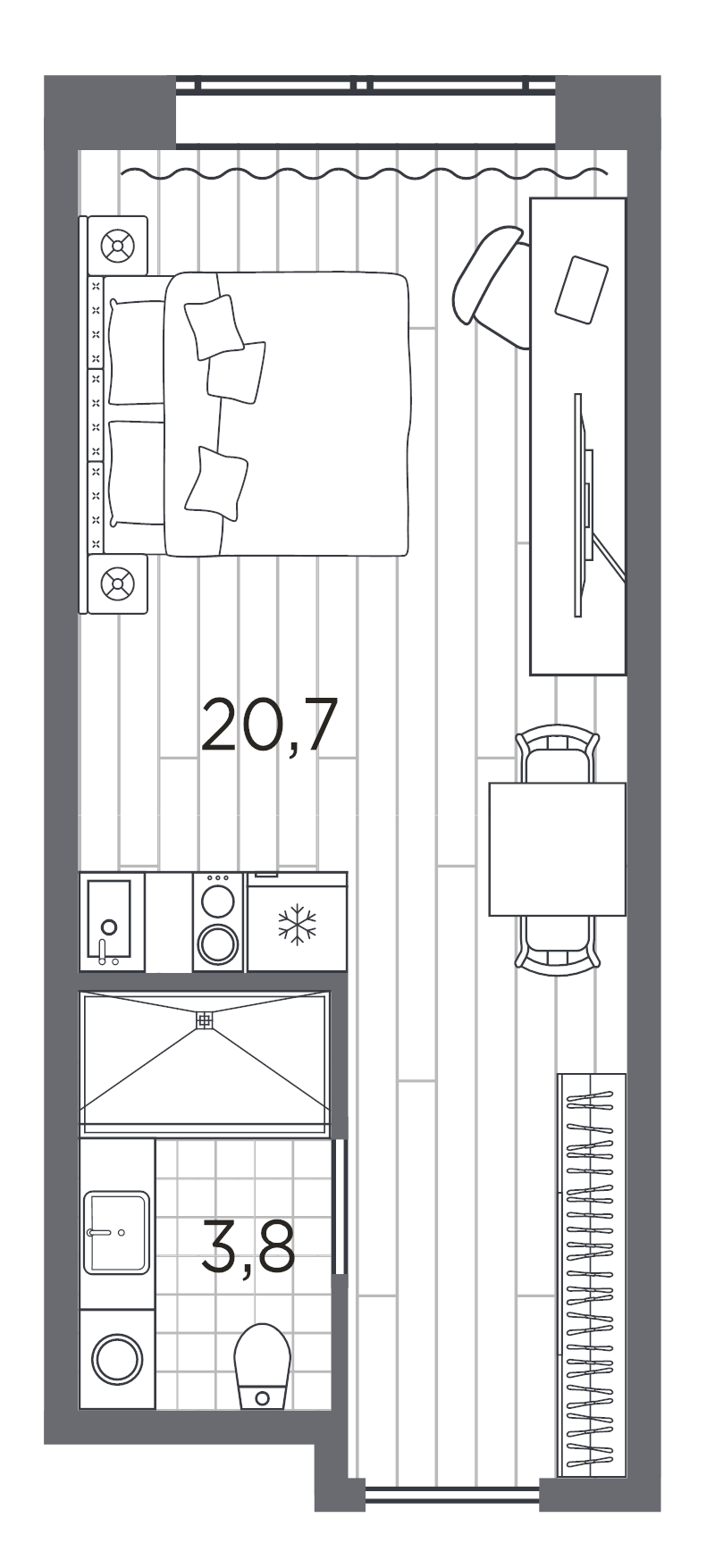 Квартира-студия, 24.5 м² в ЖК "Industrial Avenir" - планировка, фото №1
