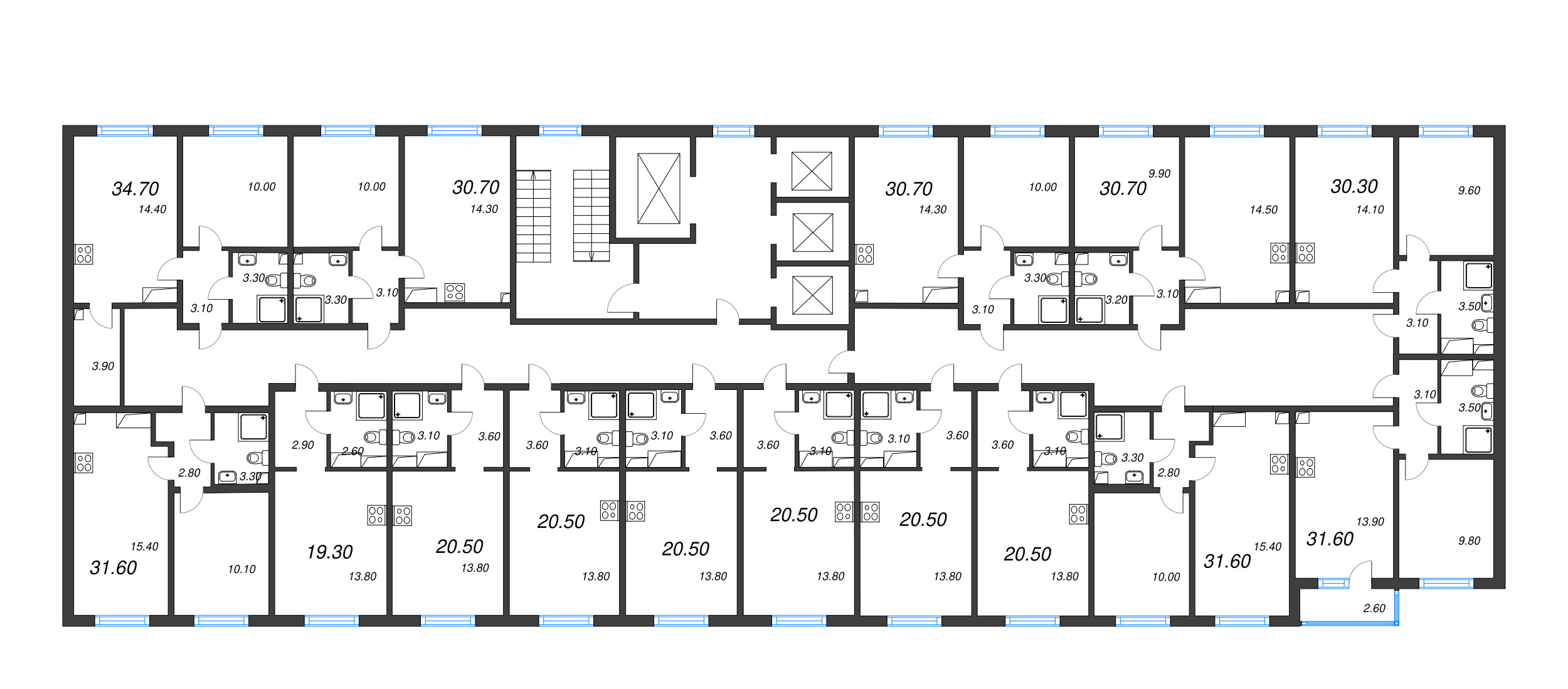 Квартира-студия, 20.5 м² в ЖК "Ручьи" - планировка этажа