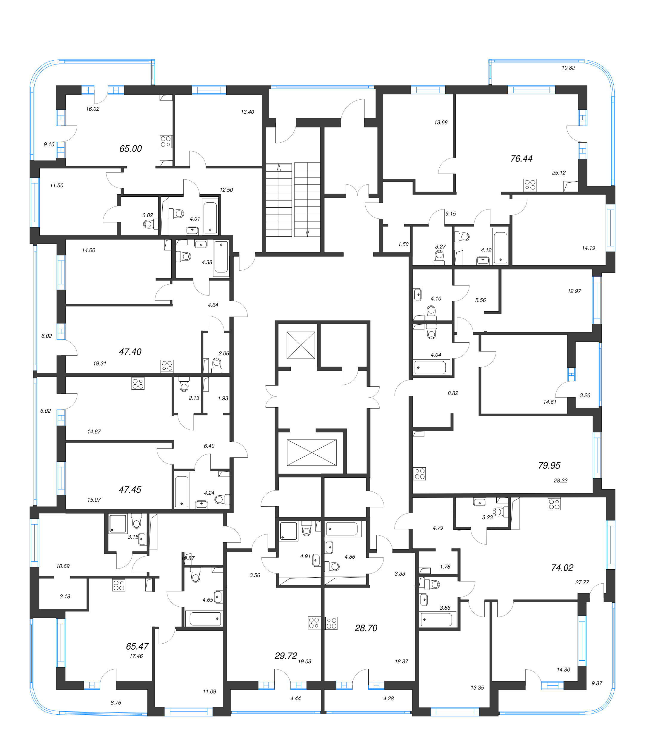 Квартира-студия, 28.7 м² в ЖК "Энфилд" - планировка этажа