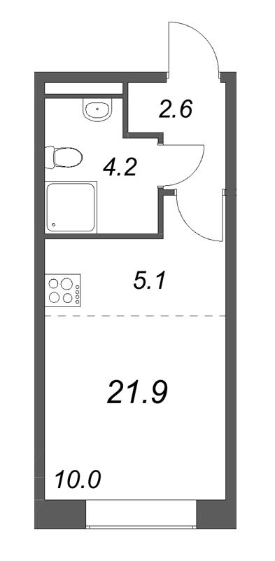 Квартира-студия, 21.9 м² - планировка, фото №1